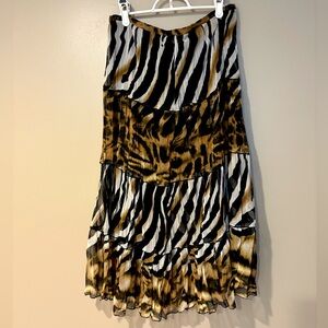 maximalist y2k patchwork animal print maxi length flowy boho zebra skirt